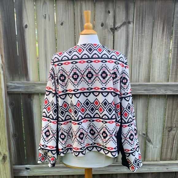 Mirror Image tribal print open front jacket, size XXL (custom tailored) - Picture 4 of 6